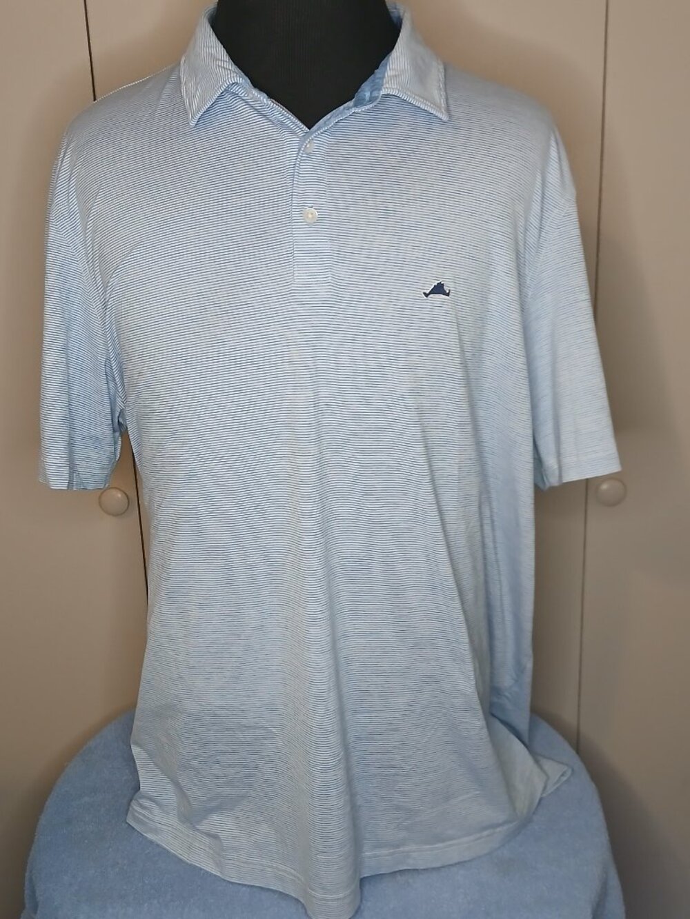 Vineyard Vines Performance Men's 2XL Blue White Striped Polo (1167B1-31)